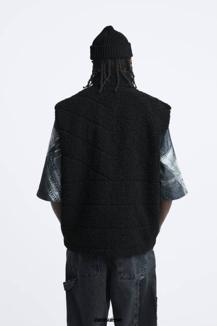 Zara vêtements P66V1111 Hommes gilet polaire noir