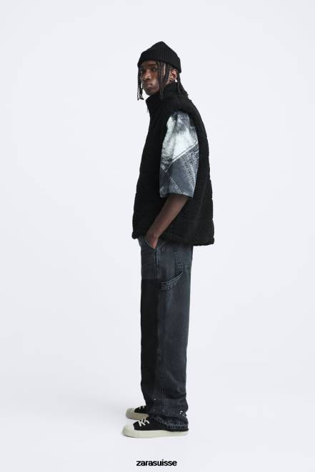Zara vêtements P66V1111 Hommes gilet polaire noir
