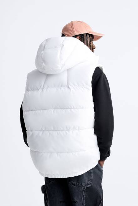 Zara vêtements P66V1112 Hommes doudoune à capuche blanc