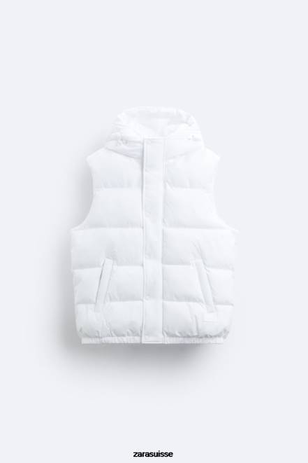 Zara vêtements P66V1112 Hommes doudoune à capuche blanc