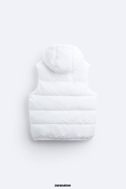 Zara vêtements P66V1112 Hommes doudoune à capuche blanc