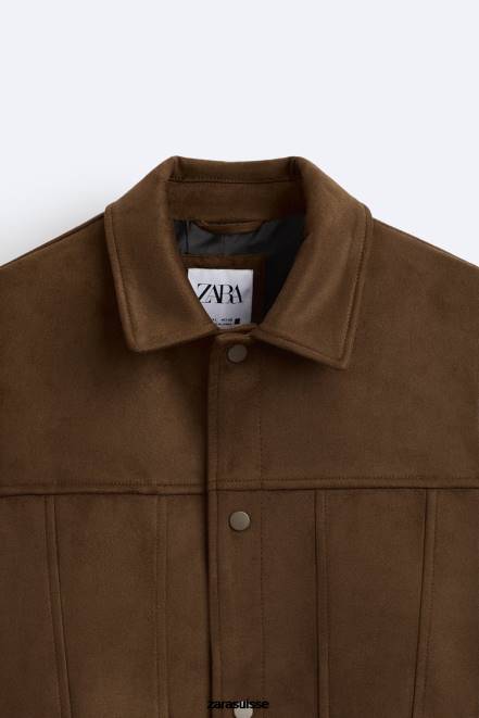 Zara vêtements P66V1120 Hommes veste en suédine cuir