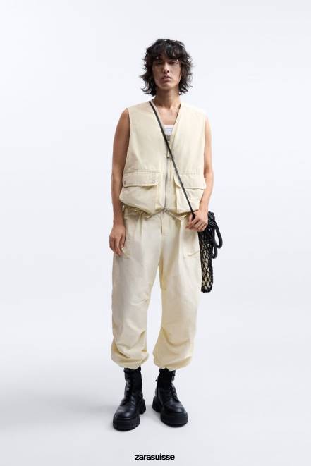 Zara vêtements P66V1124 Hommes doudoune édition limitée écru