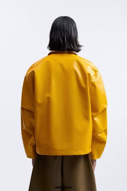 Zara vêtements P66V1125 Hommes veste caoutchoutée édition limitée jaune