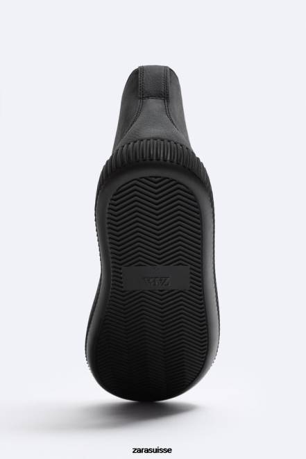 Zara chaussure P66V1257 Hommes baskets montantes à semelle rayée noir