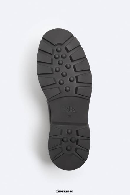 Zara chaussure P66V1263 Hommes chaussures cage en cuir noir