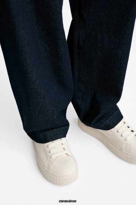 Zara chaussure P66V1267 Hommes baskets à semelle rayée blanc d'os