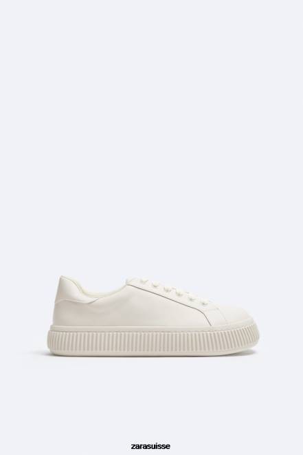 Zara chaussure P66V1267 Hommes baskets à semelle rayée blanc d'os