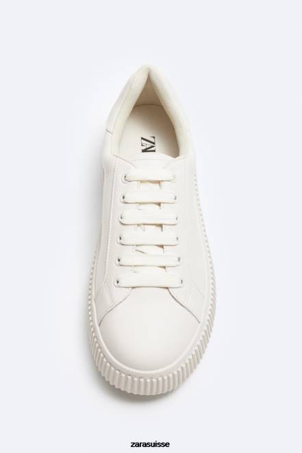 Zara chaussure P66V1267 Hommes baskets à semelle rayée blanc d'os