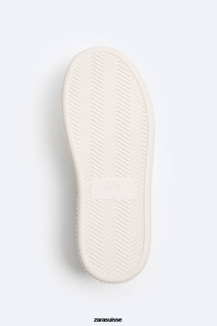 Zara chaussure P66V1267 Hommes baskets à semelle rayée blanc d'os