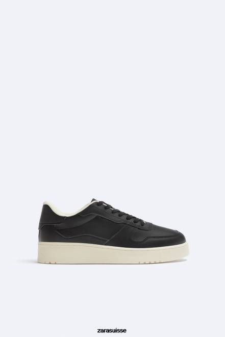 Zara chaussure P66V1269 Hommes baskets rétro à plusieurs pièces noir