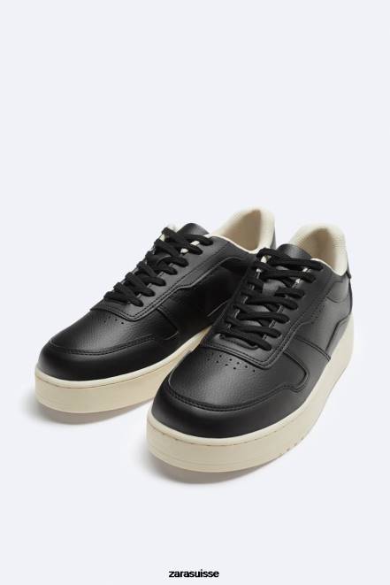 Zara chaussure P66V1269 Hommes baskets rétro à plusieurs pièces noir