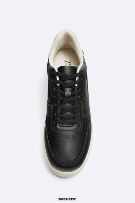 Zara chaussure P66V1269 Hommes baskets rétro à plusieurs pièces noir