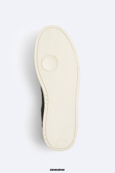 Zara chaussure P66V1269 Hommes baskets rétro à plusieurs pièces noir