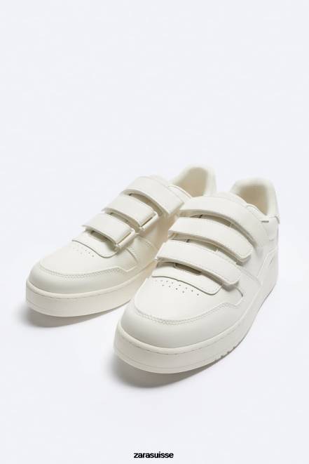Zara chaussure P66V1270 Hommes baskets rétro à brides blanc d'os