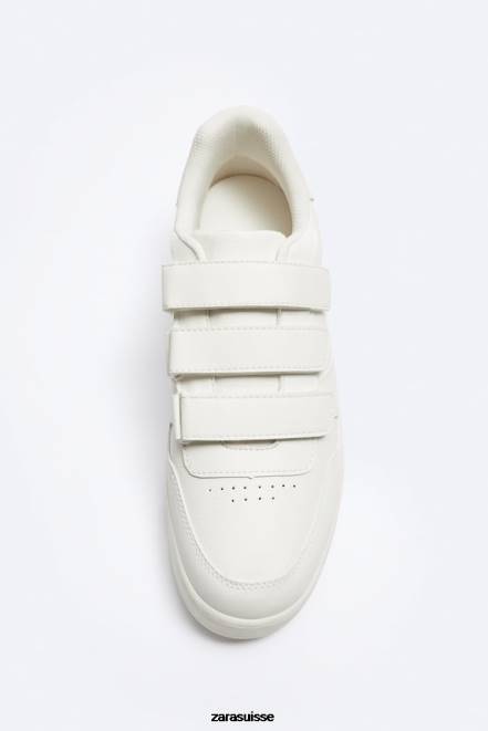 Zara chaussure P66V1270 Hommes baskets rétro à brides blanc d'os