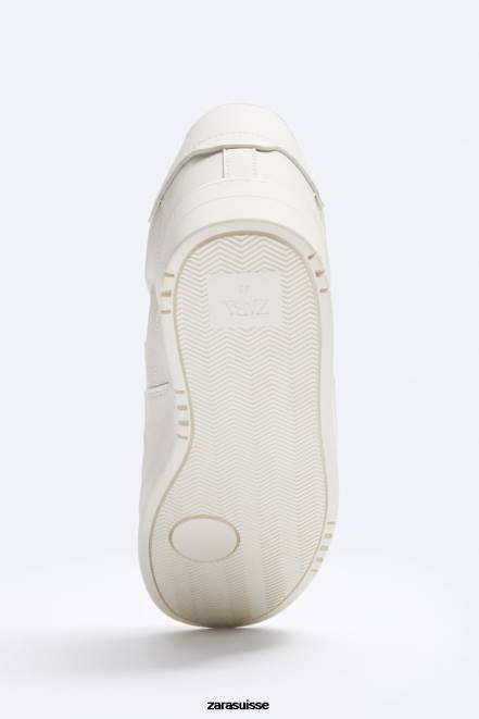 Zara chaussure P66V1270 Hommes baskets rétro à brides blanc d'os