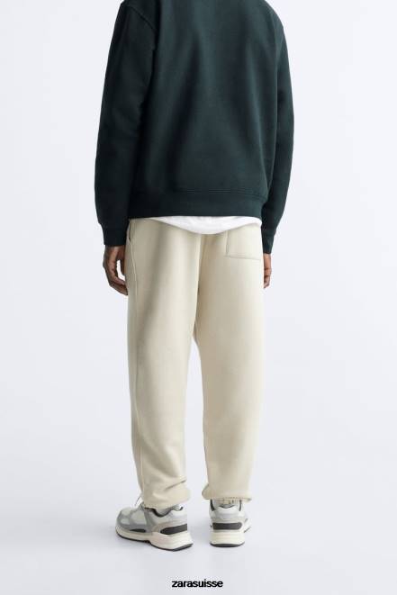 Zara vêtements P66V1080 Hommes pantalon de jogging basique bronzage foncé