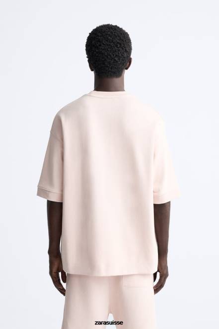 Zara vêtements P66V1081 Hommes sweat-shirt haut de gamme rose pastel