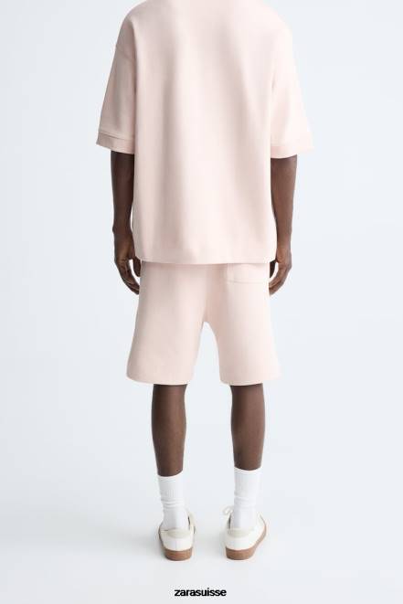 Zara vêtements P66V1082 Hommes short de jogging haut de gamme rose pastel